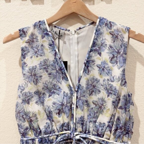 NWT En Saison Odessa Sleeveless Mini Dress Blue Ivory - Picture 3 of 8